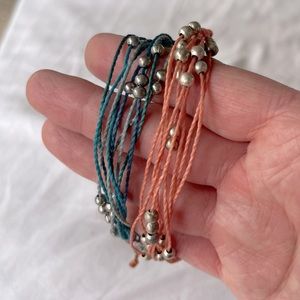 Pura Vida platinum beaded bracelets set of 2
